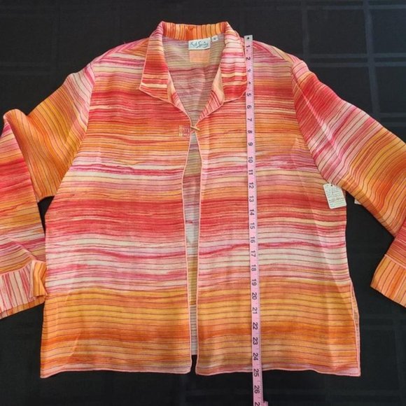 Striped Orange Maxi Dress with Jacket - Picture 9 of 12